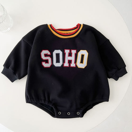 Baby Slogan Pattern Long Sleeve Soft Cotton Thickened Bodysuit