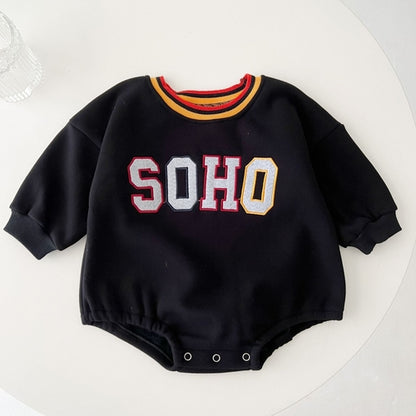 Baby Slogan Pattern Long Sleeve Soft Cotton Thickened Bodysuit