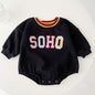 Baby Slogan Pattern Long Sleeve Soft Cotton Thickened Bodysuit