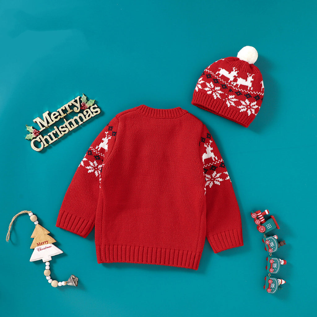 Baby Deer Pattern Crochet Knit Design Sweater Cardigan
