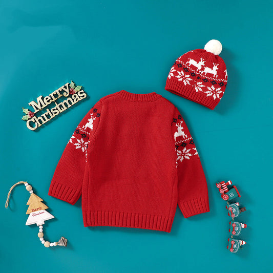 Baby Deer Pattern Crochet Knit Design Sweater Cardigan