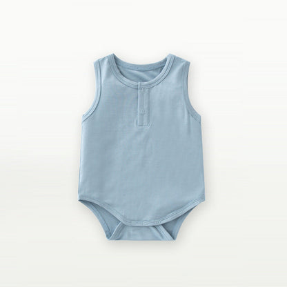 Baby Unisex Solid Color Sleeveless Summer Onesies