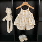 Baby Girl Flower Pattern Sling Tops With Shorts Sets