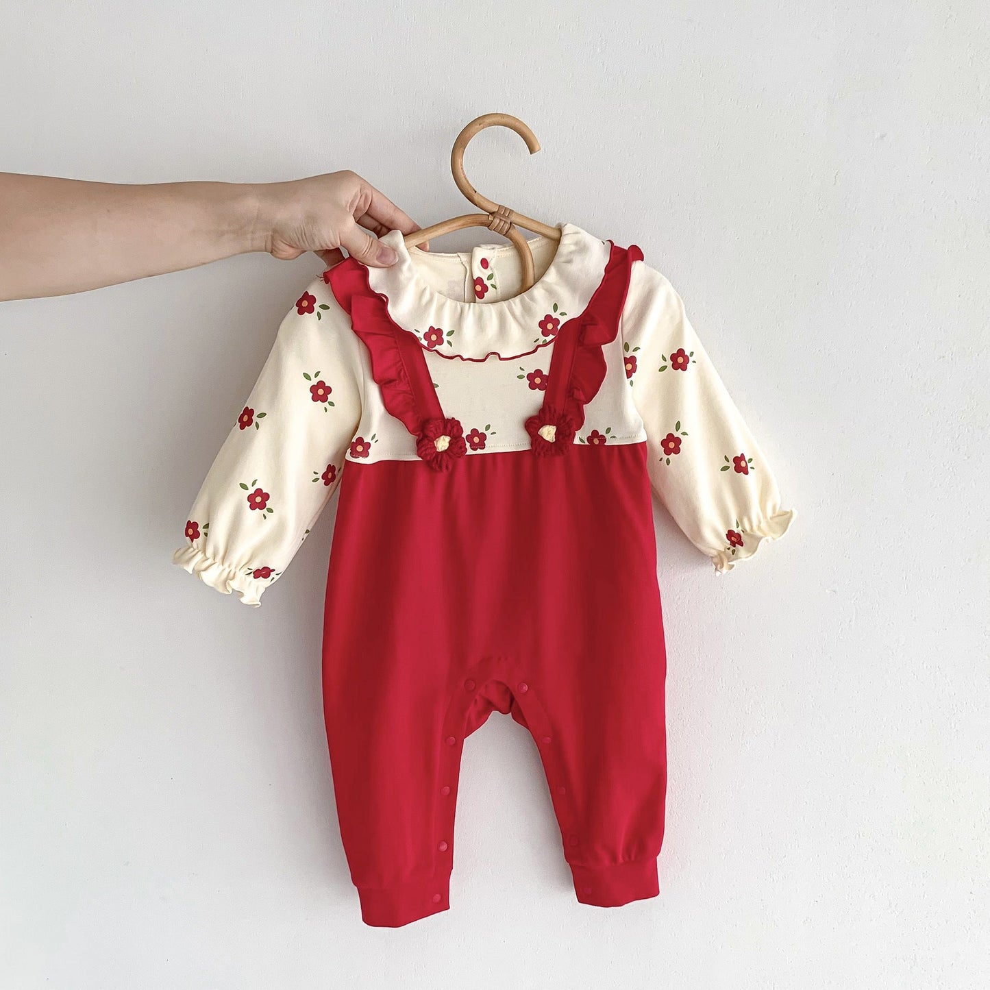 Patched Design Floral Pattern Festival Romper