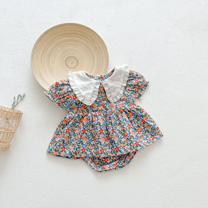 Baby Girls Little Floral Print Lovely Collar Dress Onesies