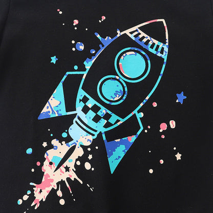 Baby Boy Cartoon Pattern Long Sleeve Western Style Terry Hoodie