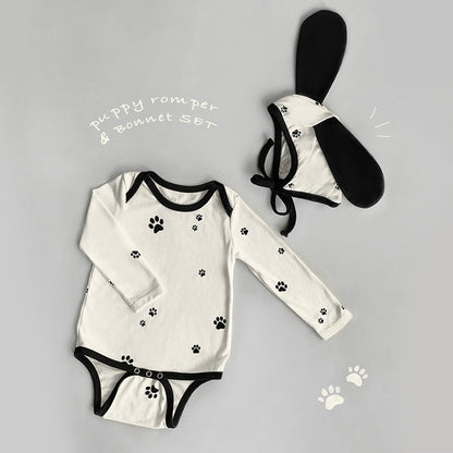 Baby 1pcs Cat Paw Pattern Kitty & Punny Shape Design Bodysuit Combo
