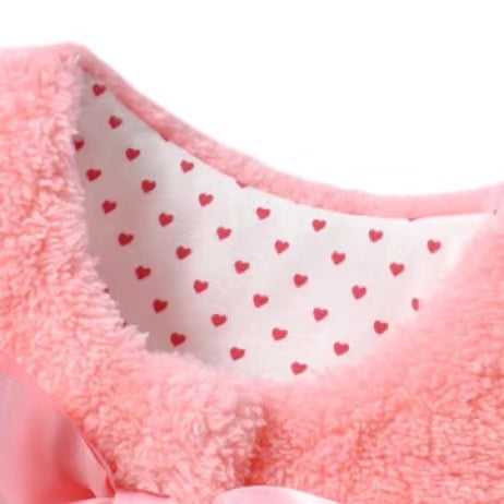 Baby Girl 1pcs Bow Tie Patched Design Sleeveless Coral Fleece Outing