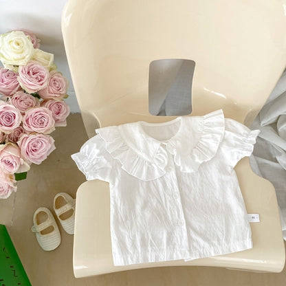 Baby Girl White Blouses With Floral & Plaid Pattern Skirts Sets
