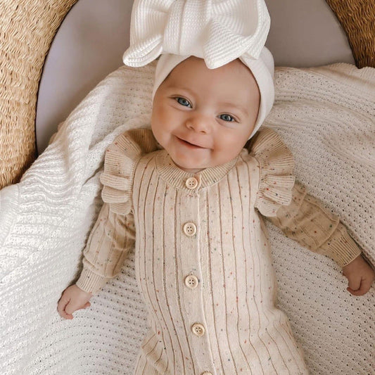 New Arrival Baby Cotton Knitting Solid Color Colorful Dots Cozy Romper