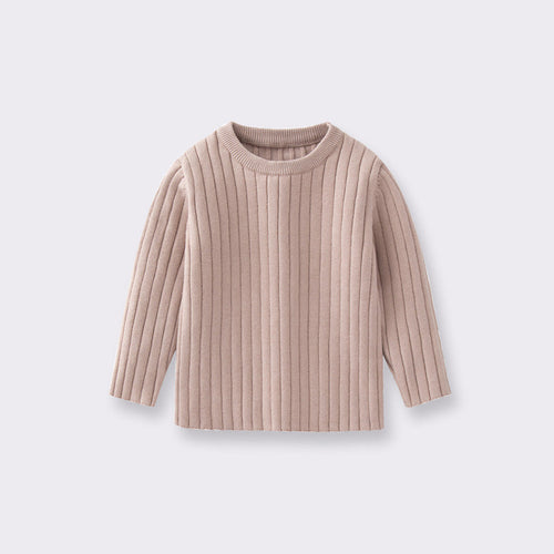 Baby Solid Color Long Sleeve O-Neck Pullover Sweater