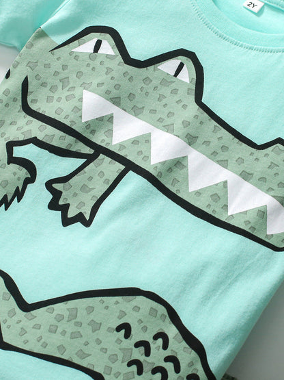 Baby Kids Unisex Alligator Print T-Shirt And Shorts Casual Clothing