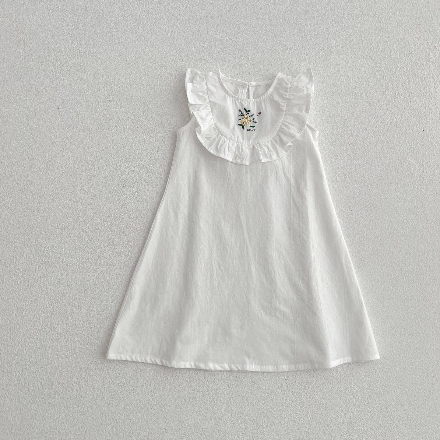 Baby Girl Embroidered Pattern Solid Color Sleeveless Dress & Onesies