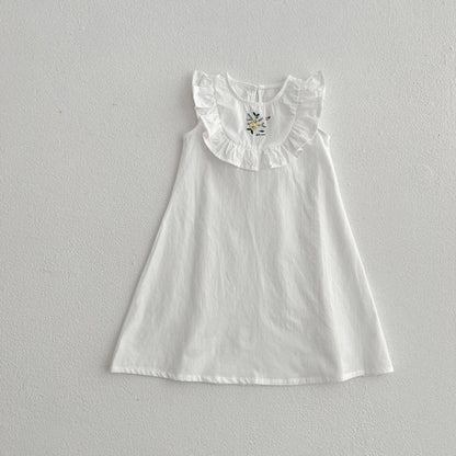 Baby Girl Embroidered Pattern Solid Color Sleeveless Dress & Onesies