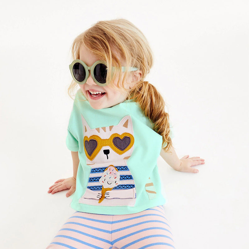 Girls’ Clothing Summer Collection – Fashionable Lady Cat Pattern