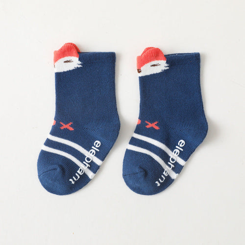 Baby Cartoon Print Pattern Striped Design Mid Tube Cotton Socks
