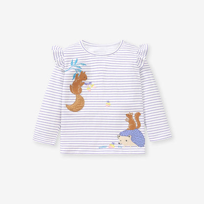 Spring Girls Animals Cartoon Top And Floral Pants Set