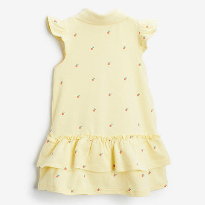Baby Girl Bunny & Rainbow Graphic Quarter Button Ruffle Layered Dress