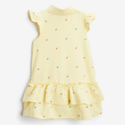 Baby Girl Bunny & Rainbow Graphic Quarter Button Ruffle Layered Dress