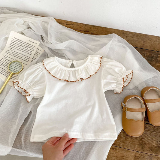 Baby Girl Solid Color Blouse With Onesies Vintage Style Sets