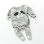 Baby Cartoon Pattern Long Sleeved Onesies Combo Striped Pantihose Sets