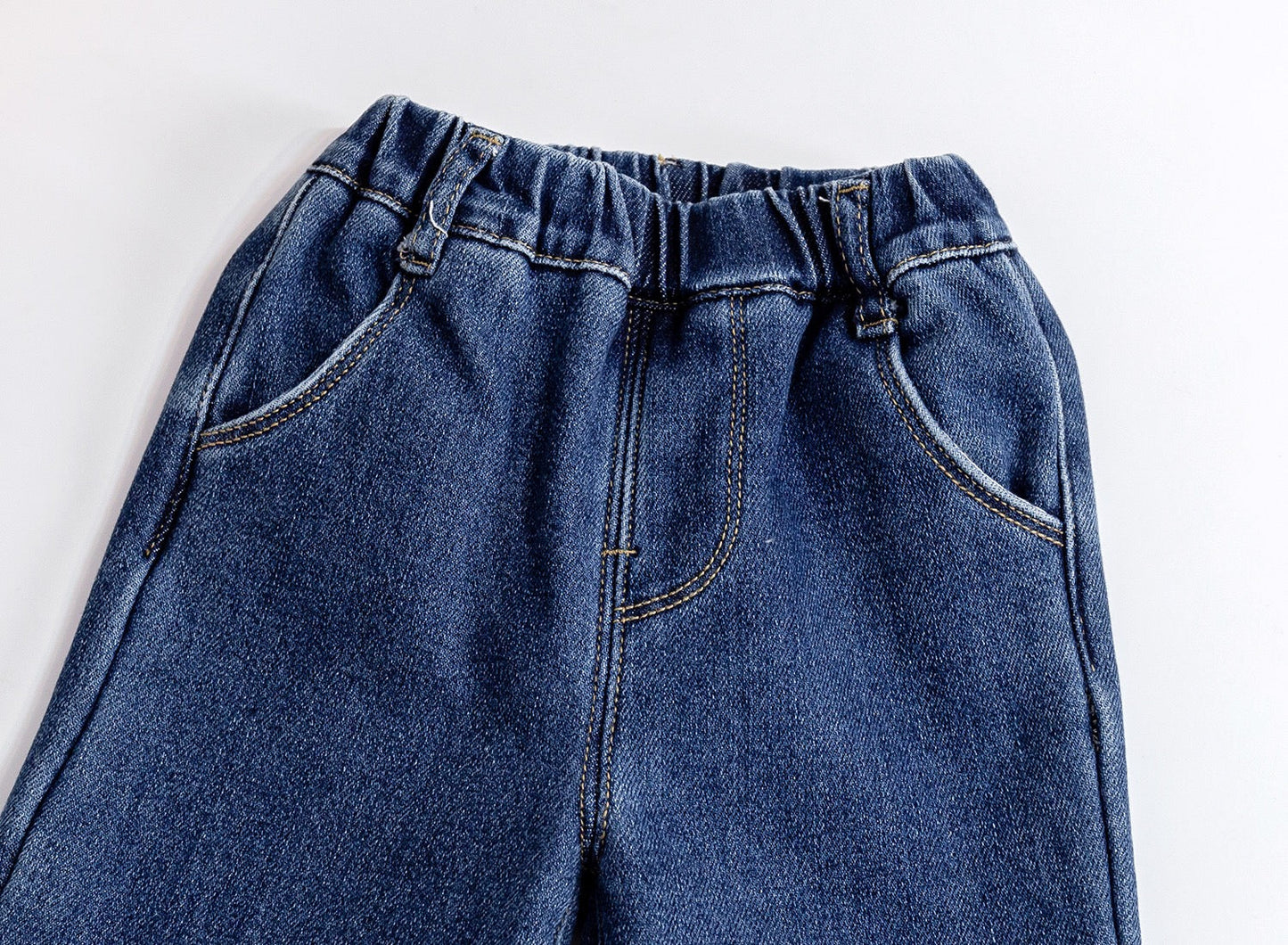 Baby Girl Embroidered Pattern Thickened Fleece Denim Pants