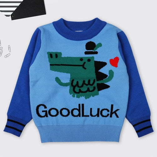 Baby Boy Cartoon Dinosaur Graphic ColorBlock Sleeves Design Fashion