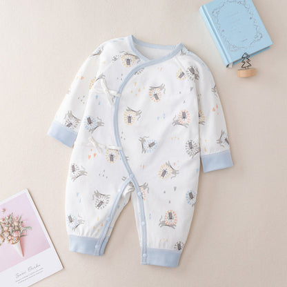 Baby Animal Print & Solid Color Side Belted Design Romper Jumpsuit