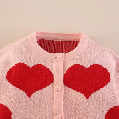 Baby Girl Heart Embroidered Pattern Long Sleeve Knitted Sweet Knitwear