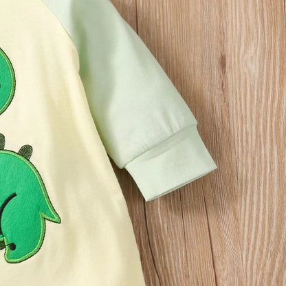 Baby Boy Cartoon Dinosaur Embroidered Pattern Contrast Design Side