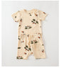 Baby Printed Pattern Round Collar With Button Short-Sleeved Top Combo