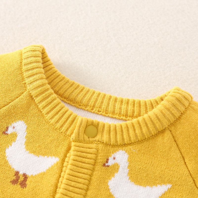Autumn Cartoon Graphic Soft Cotton Knitted Romper
