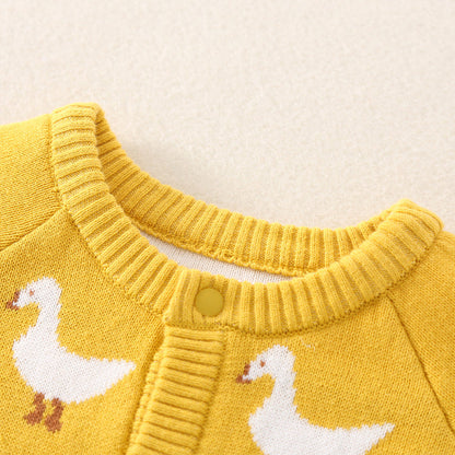 Autumn Cartoon Graphic Soft Cotton Knitted Romper
