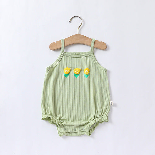 Baby Flower Embroidered Pattern Sling Onesies