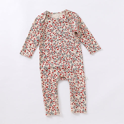 Baby Ditsy Flower Pattern Envelope Collar Nordic Style Jumpsuit