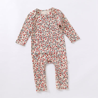 Baby Ditsy Flower Pattern Envelope Collar Nordic Style Jumpsuit