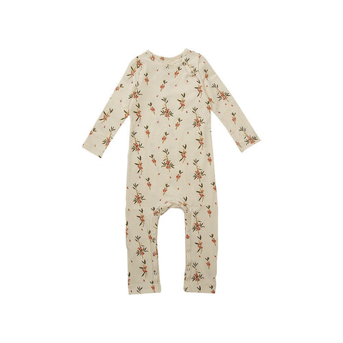 Baby Floral Print Pattern Long Sleeve Soft Cotton Jumpsuit