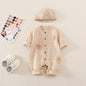 Baby Solid Color Flower Patched Design Thermal Romper