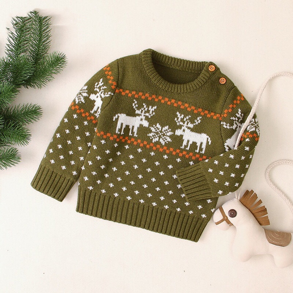 Baby Boy And Girl Christmas Giraffe Pattern Long Sleeved Pullover