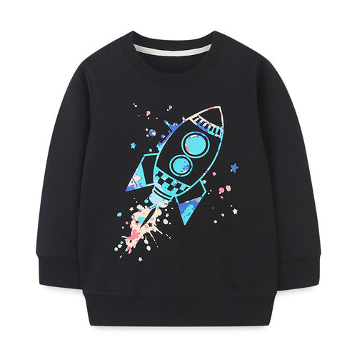 Baby Boy Cartoon Pattern Long Sleeve Western Style Terry Hoodie