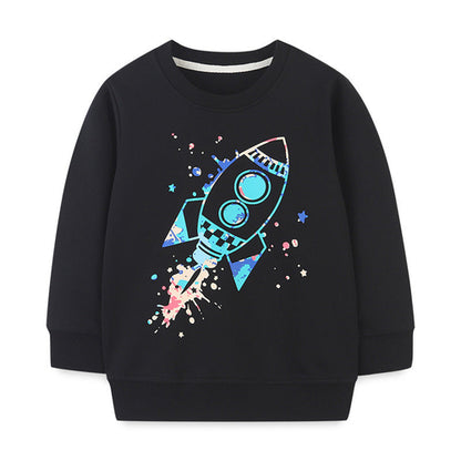 Baby Boy Cartoon Pattern Long Sleeve Western Style Terry Hoodie