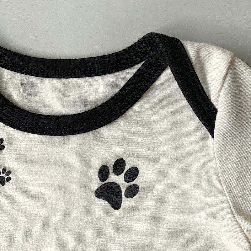 Baby 1pcs Cat Paw Pattern Kitty & Punny Shape Design Bodysuit Combo