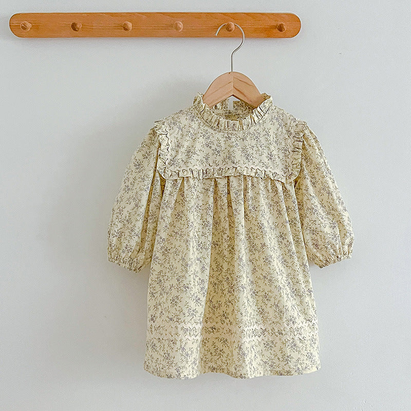 Sweet Style Floral Pattern Long Sleeve Onesies Dress