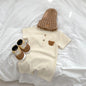 Baby Bear Pattern Dot Graphic Crewneck Rompers In Summer