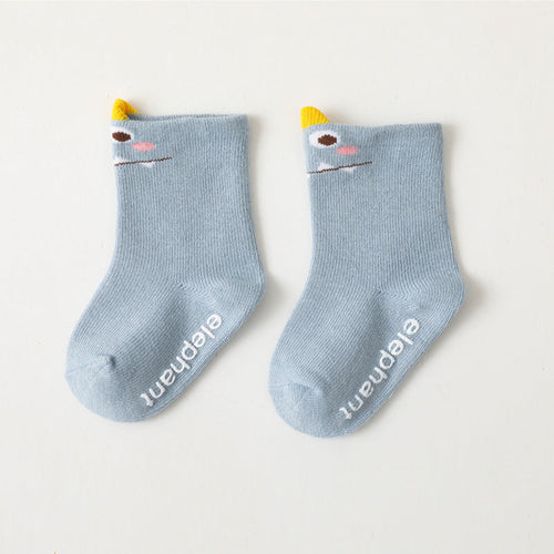 Baby Cartoon Print Pattern Striped Design Mid Tube Cotton Socks