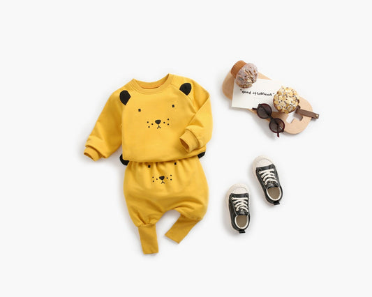 Baby Cartoon Animal Pattern Hoodie Combo Big PP Pants Sets