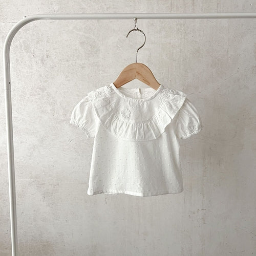 Baby Girl White Blouses With Denim Shorts Sets