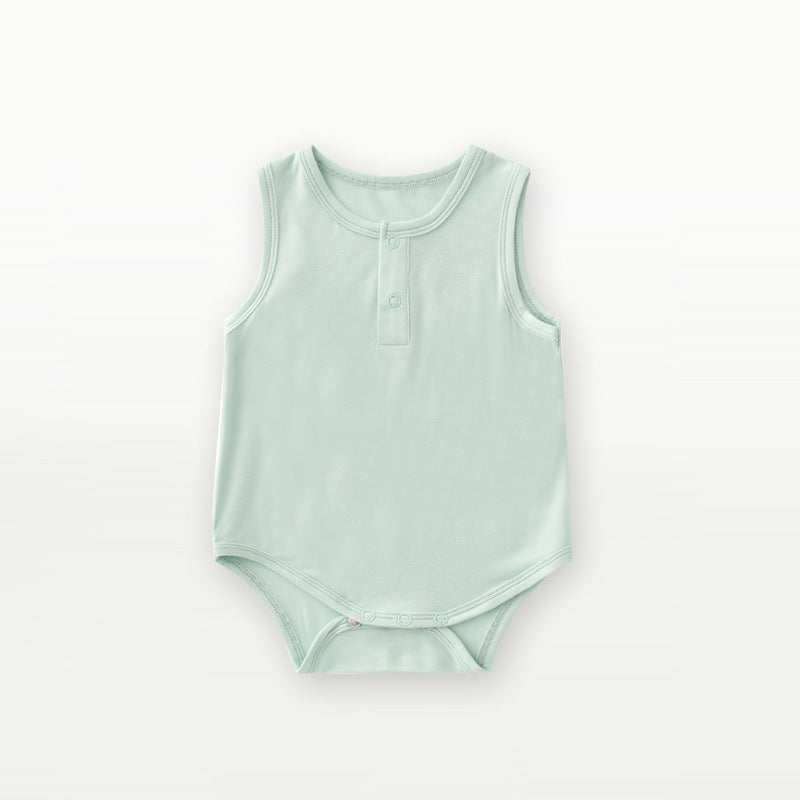 Baby Unisex Solid Color Sleeveless Summer Onesies