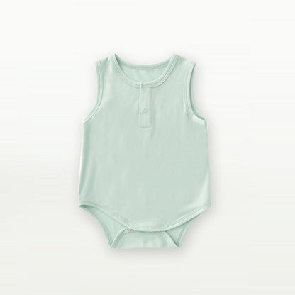 Baby Unisex Solid Color Sleeveless Summer Onesies