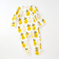 Baby Fruit Graphic Side Full Button Design Long Sleeves Covered Romper
